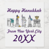Happy Hanukkah uit New York City NYC Holiday Wijn Etiket (Enkel label)