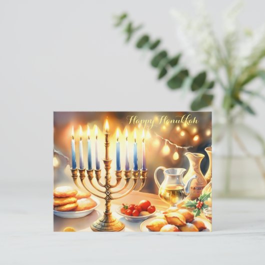 Happy Hanukkah Uitnodiging Briefkaart (Staand voorkant)