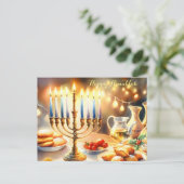 Happy Hanukkah Uitnodiging Briefkaart (Staand voorkant)