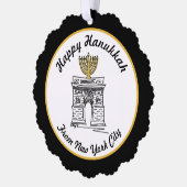 Happy Hanukkah van NYC Menorah Washington Square Ornament Kaart (Links)
