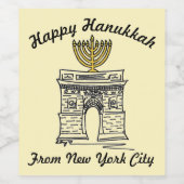Happy Hanukkah van NYC Menorah Washington Square Wijn Etiket (Enkel label)