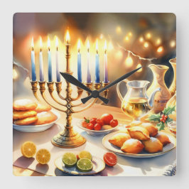 Happy Hanukkah Vierkante Klok
