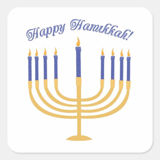 Happy Hanukkah! Vierkante Sticker (Voorkant)