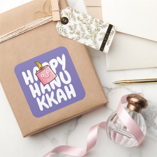 Happy Hanukkah Vierkante Sticker (Geschenken)
