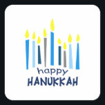 HAPPY HANUKKAH VIERKANTE STICKER<br><div class="desc">Dit is een mooi afbeelding voor Happy Hanukkah. Gebruik dit ontwerp om als geschenk te geven.</div>