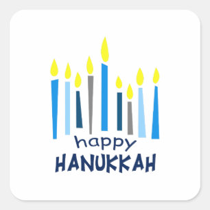 HAPPY HANUKKAH VIERKANTE STICKER