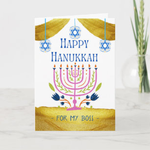 Happy Hanukkah voor Boss Voeg een naam toe Kaart