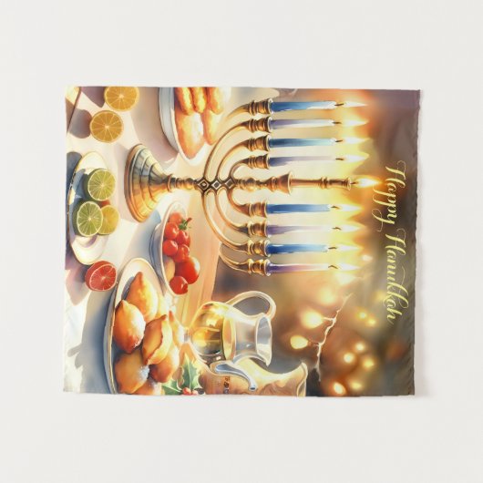 Happy Hanukkah Wandkleed (Voorkant (horizontaal))