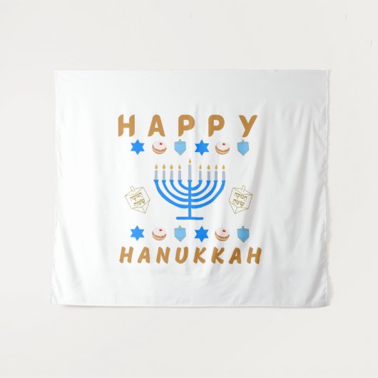 Happy Hanukkah Wandkleed (Voorkant (horizontaal))
