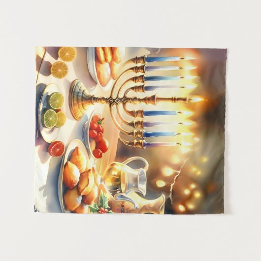 Happy Hanukkah Wandkleed (Voorkant (horizontaal))