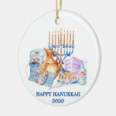 Happy Hanukkah Waterverf Covid 2020 Face Mask Keramisch Ornament (Links)