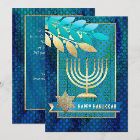 Happy Hanukkah.  Wenskaarten Feestdagenkaart (Voorkant / Achterkant)