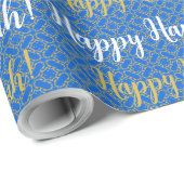 Happy Hanukkah White, Blue en Gold Cadeaupapier (Rol Hoek)