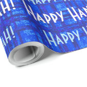 Happy Hanukkah White en Blue Pset Wrapping Paper Cadeaupapier (Rol Hoek)