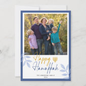 Happy Hanukkah White Photo Holiday Feestdagenkaart (Voorkant)