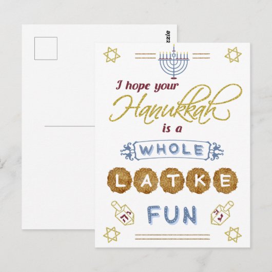 Happy Hanukkah Whole Latke Fun Funny Briefkaart (Voorkant / Achterkant)