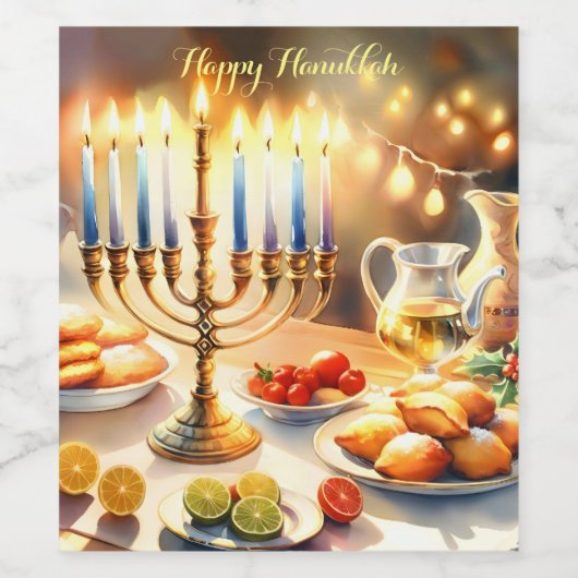 Happy Hanukkah Wijn Etiket (Enkel label)