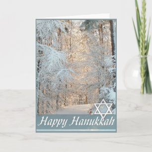 Happy Hanukkah Winter Road Wenskaart Feestdagen Kaart