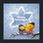Happy Hanukkah Winter Snow Birds<br><div class="desc">In dit ontwerp van feestdagen staan twee vogels op een met sneeuw beladen boomtak met een kippah en sjaal met een sneeuw op de achtergrond. De tekst "Happy Hannukah" in de moderne witte typografie in de ster van David. #hanukkah #chanukah #feestdagen #seizoensgebonden #feestive #winter #sneeuw #vogels #scarf #kippah #jwish #pet...</div>
