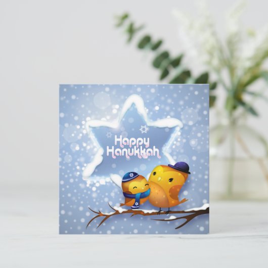 Happy Hanukkah Winter Snow Birds (Staand voorkant)
