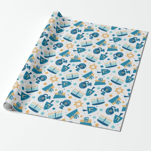 Happy Hanukkah Wrapping Paper Cadeaupapier (Uitgerold)