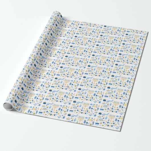 Happy Hanukkah Wrapping Paper Cadeaupapier (Uitgerold)