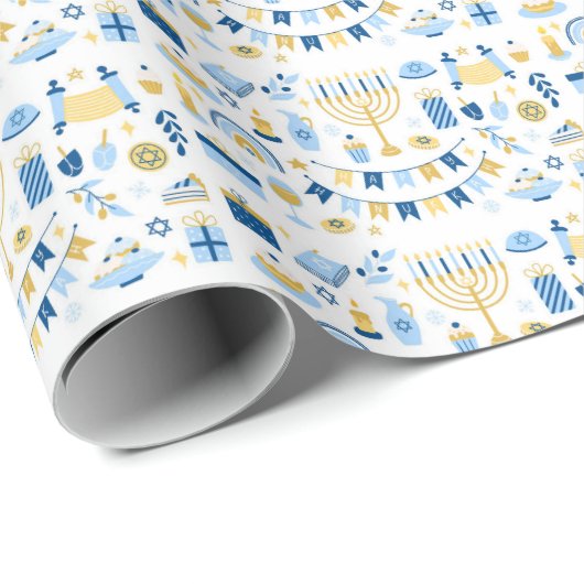 Happy Hanukkah Wrapping Paper Cadeaupapier (Rol Hoek)