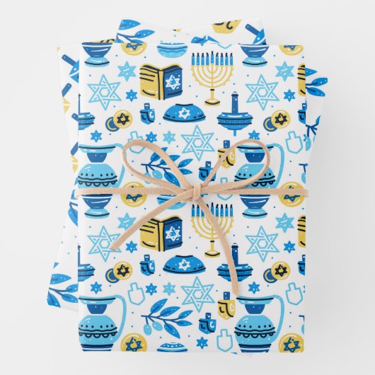 Happy Hanukkah Wrapping Paper Set van 3 (In situ)