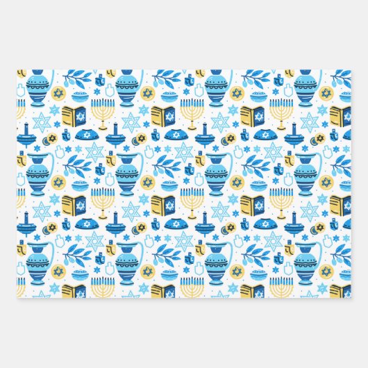 Happy Hanukkah Wrapping Paper Set van 3 (Voorkant)
