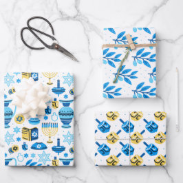 Happy Hanukkah Wrapping Paper Set van 3