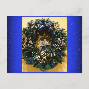 Happy Hanukkah Wreath Jewish Holiday Greeting Briefkaart