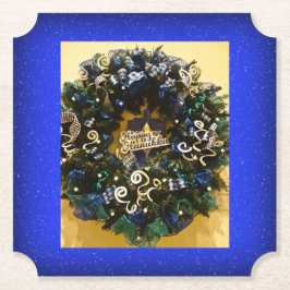 Happy Hanukkah Wreath Jewish Holiday Kartonnen Onderzetters