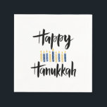 Happy Hanukkah Yellow Blue Candles Servet<br><div class="desc">Festive Hanukkah Holiday paper napkin,  met een "Happy Hanukkah" in de moderne handgeschreven typografie en een decor kaarsen in klassieke tinten van blauw en geel. Er zijn complementaire objecten beschikbaar. De KLEUR VAN DE ACHTERGROND kan met de opties van de zazzle achtergrondkleur online hulpmiddel worden veranderd.</div>