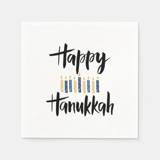 Happy Hanukkah Yellow Blue Candles Servet (Voorkant)