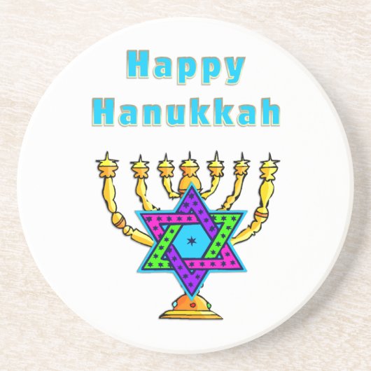 Happy Hanukkah Zandsteen Onderzetter (Voorkant)