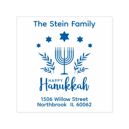 Happy Hanukkah Zelfinktende Stempel (Design)