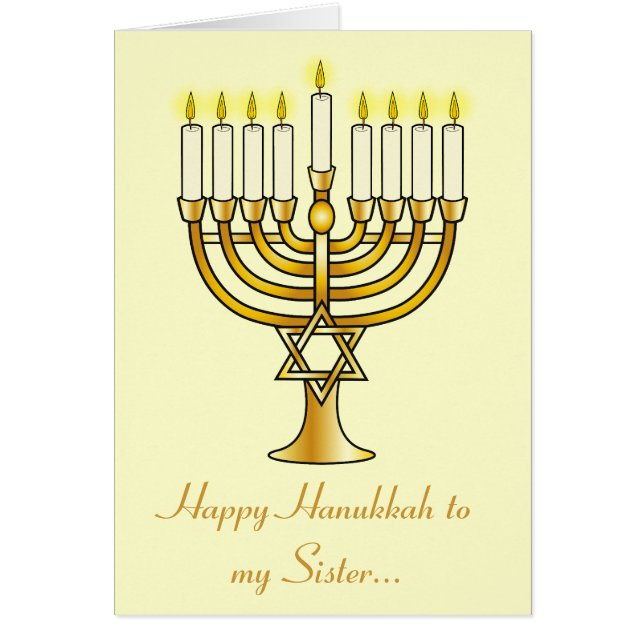 Happy Hanukkah zuster met Menorah (Voorkant)