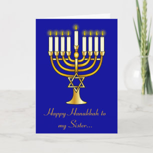 Happy Hanukkah zuster met Menorah Feestdagen Kaart