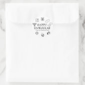 Happy Hanukkah zwarte witte cadeaubon Ronde Sticker (Tas)