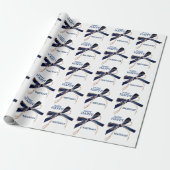 Happy Happy Birthday Kraft Blue Bows Wrapping Pape Cadeaupapier (Uitgerold)