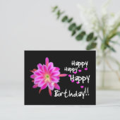 Happy Happy Birthday - Roze tropische bloem Briefkaart (Staand voorkant)