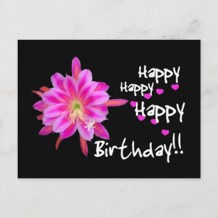 Happy Happy Birthday - Roze tropische bloem Briefkaart