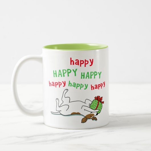 Happy Happy Jack Russell Terrier Schattigee vakant Tweekleurige Koffiemok (Links)