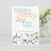 Happy Happy Joy Cartoon Critters Kerstmis Kaart (Staand voorkant)