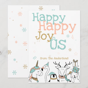 Happy Happy Joy Cartoon Critters Kerstmis Kaart