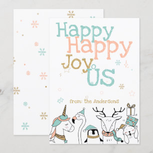 Happy Happy Joy Cartoon Critters Kerstmis Kaart