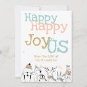 Happy Happy JoyoUs Cartoon Animals Kerstmis Kaart (Voorkant)