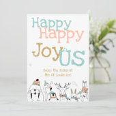 Happy Happy JoyoUs Cartoon Animals Kerstmis Kaart (Staand voorkant)