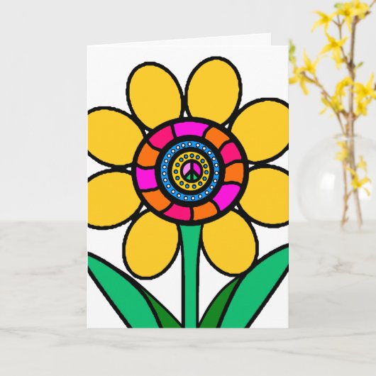 HAPPY, HAPPY, PEACEFUL BIRTHDAY! KAART (Gele Bloem)