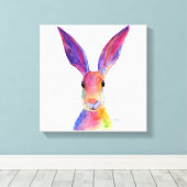 Happy Hare 'Jelly Bean' van Shirley MacArthur Canvas Afdruk (Insitu (Houten vloer))